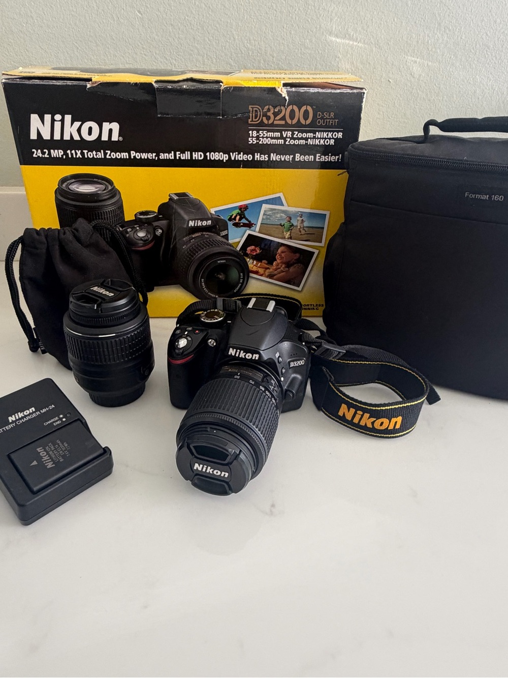 Nikon DSLR Camera Kit in Black with Yellow Accents